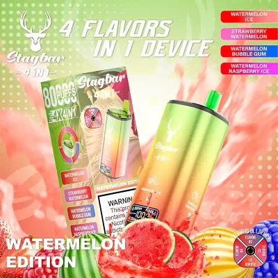 Watermelon Ice & Strawberry Watermelon & Watermelon Bubble Gum & Watermelon Raspberry Ice | STAGBAR 4IN1 80K Puffs Disposable Vape